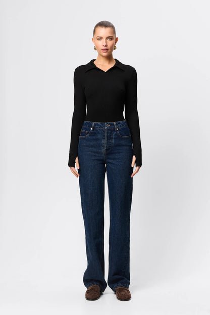 Mossman Florence Polo Top - Black