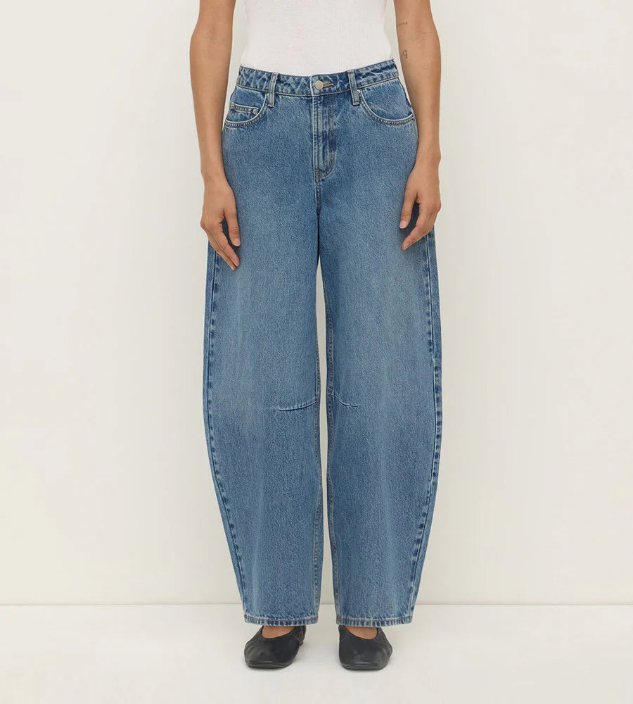 Assembly Label - High Rise Barrel Jean - Classic Blue