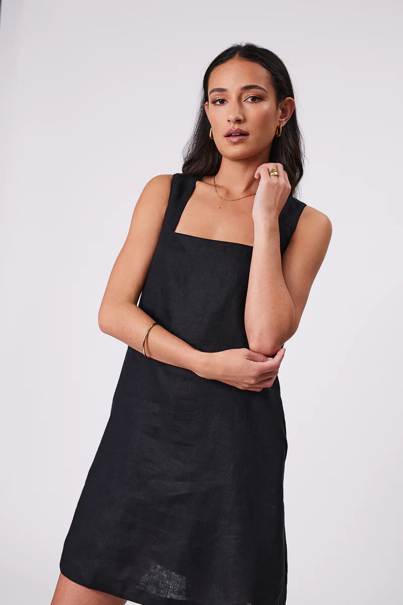 Marlow - Iris Square Neck Dress - Black