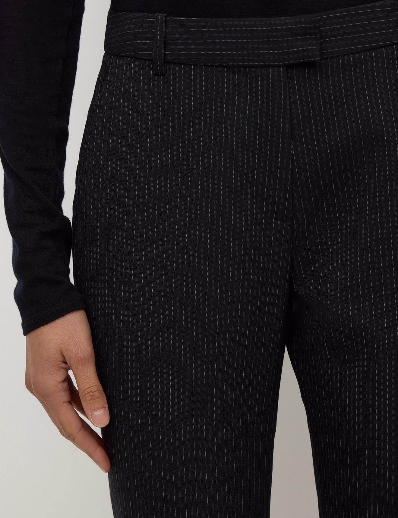 Assembly Label - Kehlani Low Rise Suit Pant - Black Pin Stripe