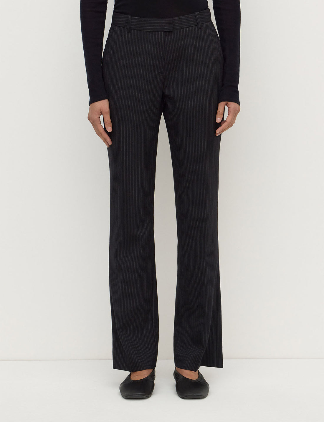 Assembly Label - Kehlani Low Rise Suit Pant - Black Pin Stripe