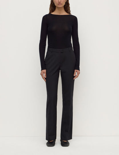 Assembly Label - Kehlani Low Rise Suit Pant - Black Pin Stripe