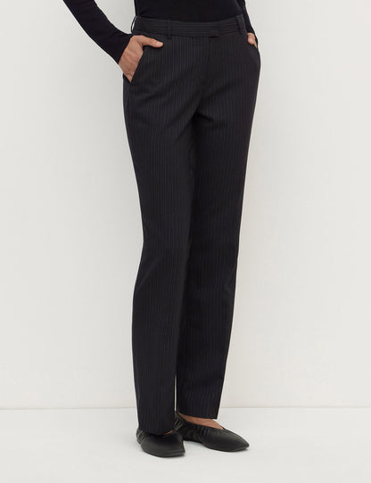 Assembly Label - Kehlani Low Rise Suit Pant - Black Pin Stripe