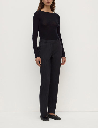 Assembly Label - Kehlani Low Rise Suit Pant - Black Pin Stripe