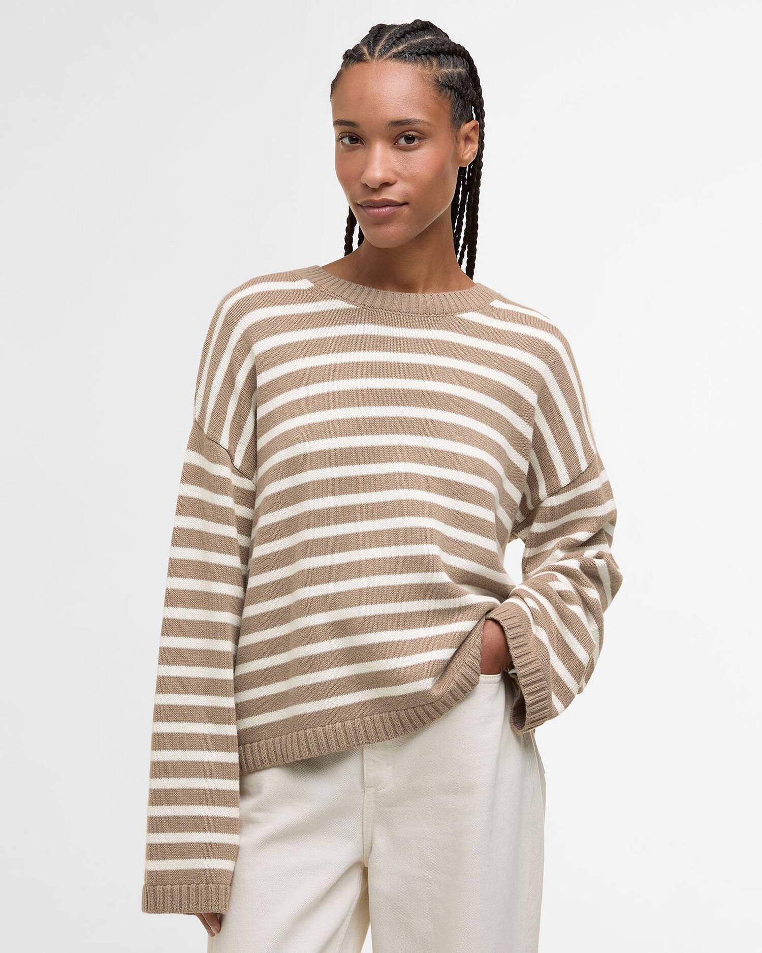 Barbour - Rosie Knitted Jumper - Fawn/Ecru Stripe