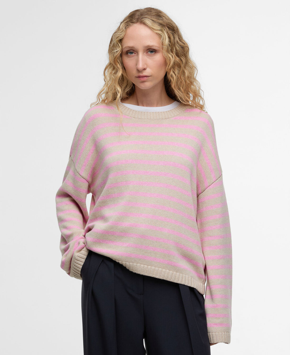 Barbour - Rosie Knitted Jumper - Oat/Cherry Blossom Stripe