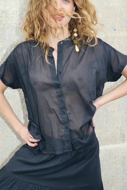 LOLLYS LAUNDRY -MYA SHIRT - WASHED BLACK