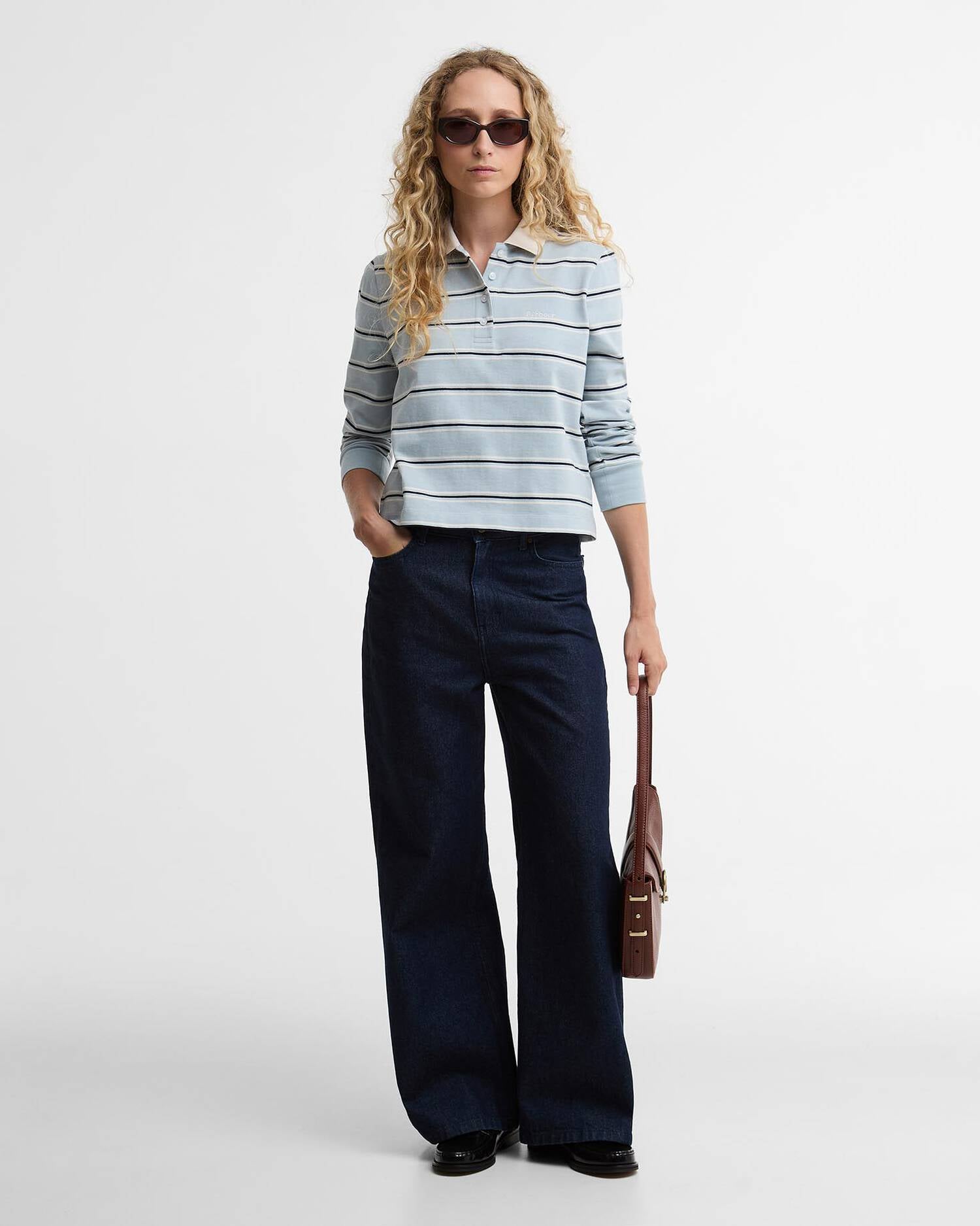 Barbour - Ashwell Long Sleeve Polo Top - Celestial Blue Stripe