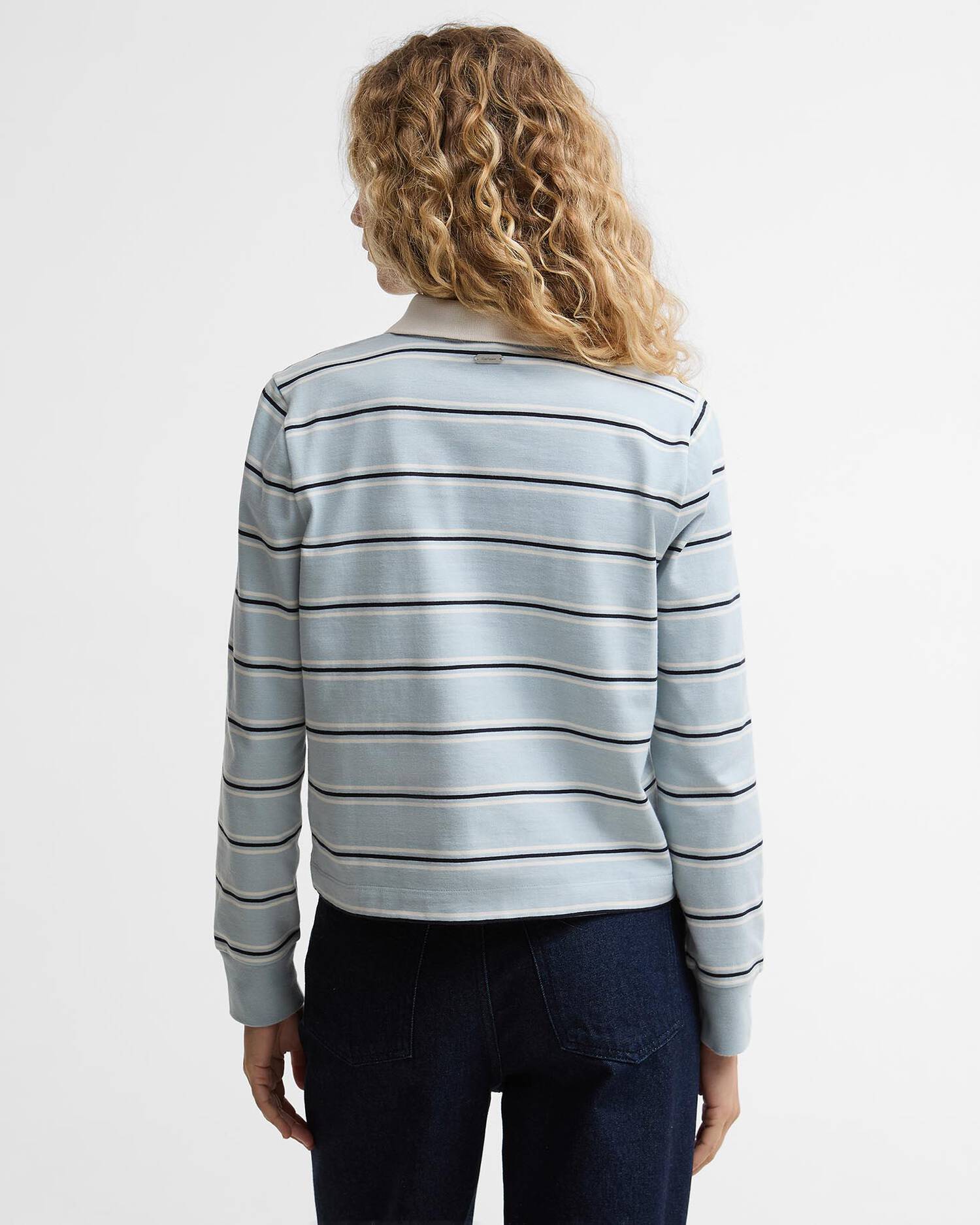 Barbour - Ashwell Long Sleeve Polo Top - Celestial Blue Stripe