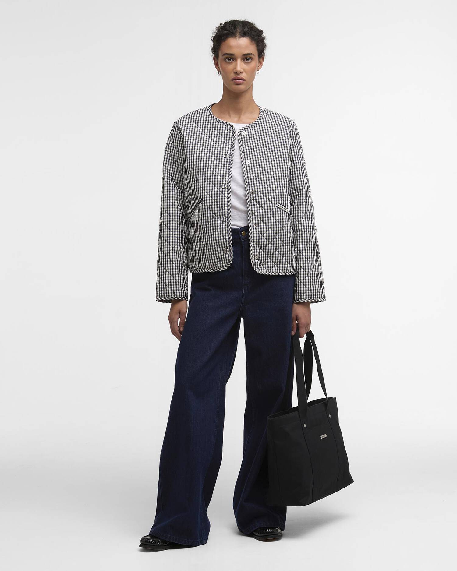 Barbour - Cashel Check Collarless Quilted Jacket