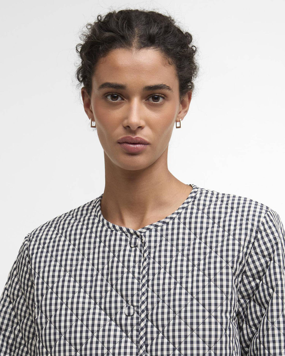 Barbour - Cashel Check Collarless Quilted Jacket