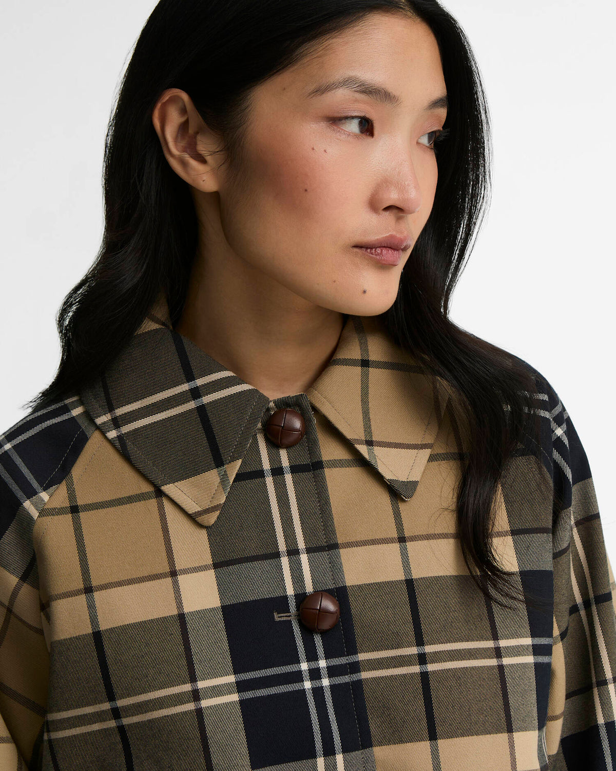 BARBOUR - DELILAH CHECKED SHOWERPROOF JACKET - BIRCHWOOD DRESS
