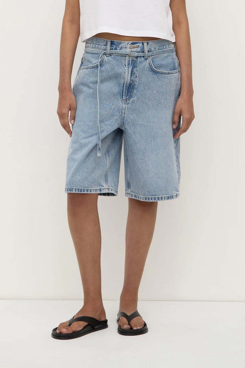 Assembly Label - Loose Fit Long Denim Short - Mid Stone