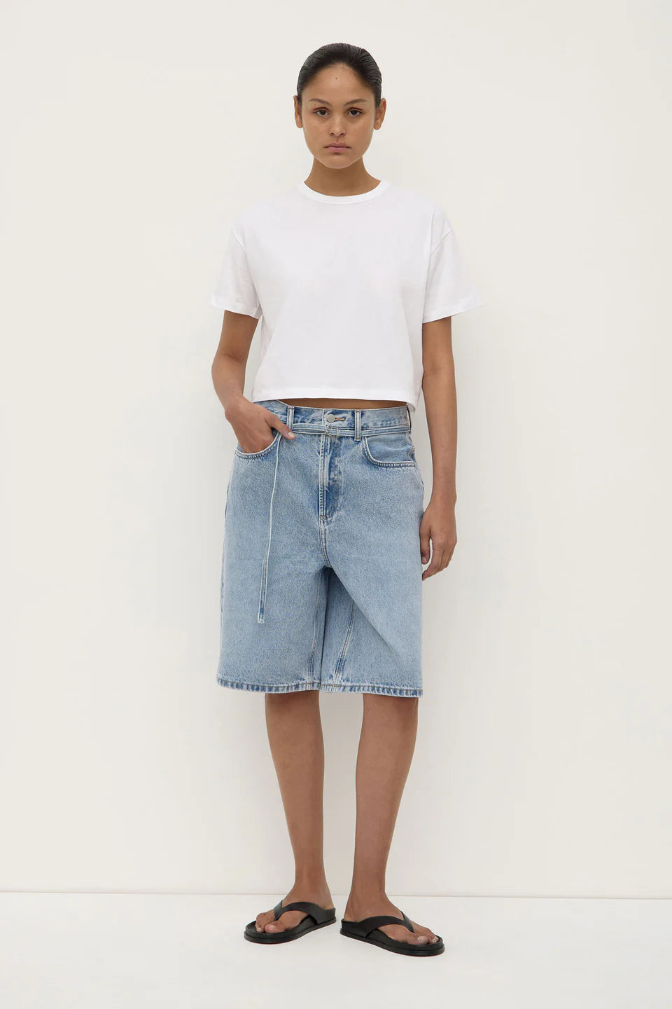 Assembly Label - Loose Fit Long Denim Short - Mid Stone