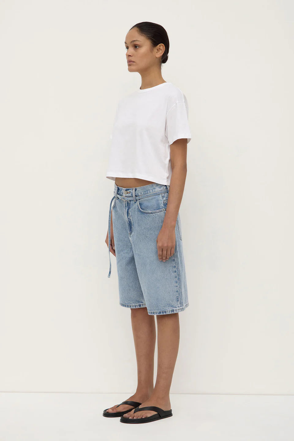Assembly Label - Loose Fit Long Denim Short - Mid Stone
