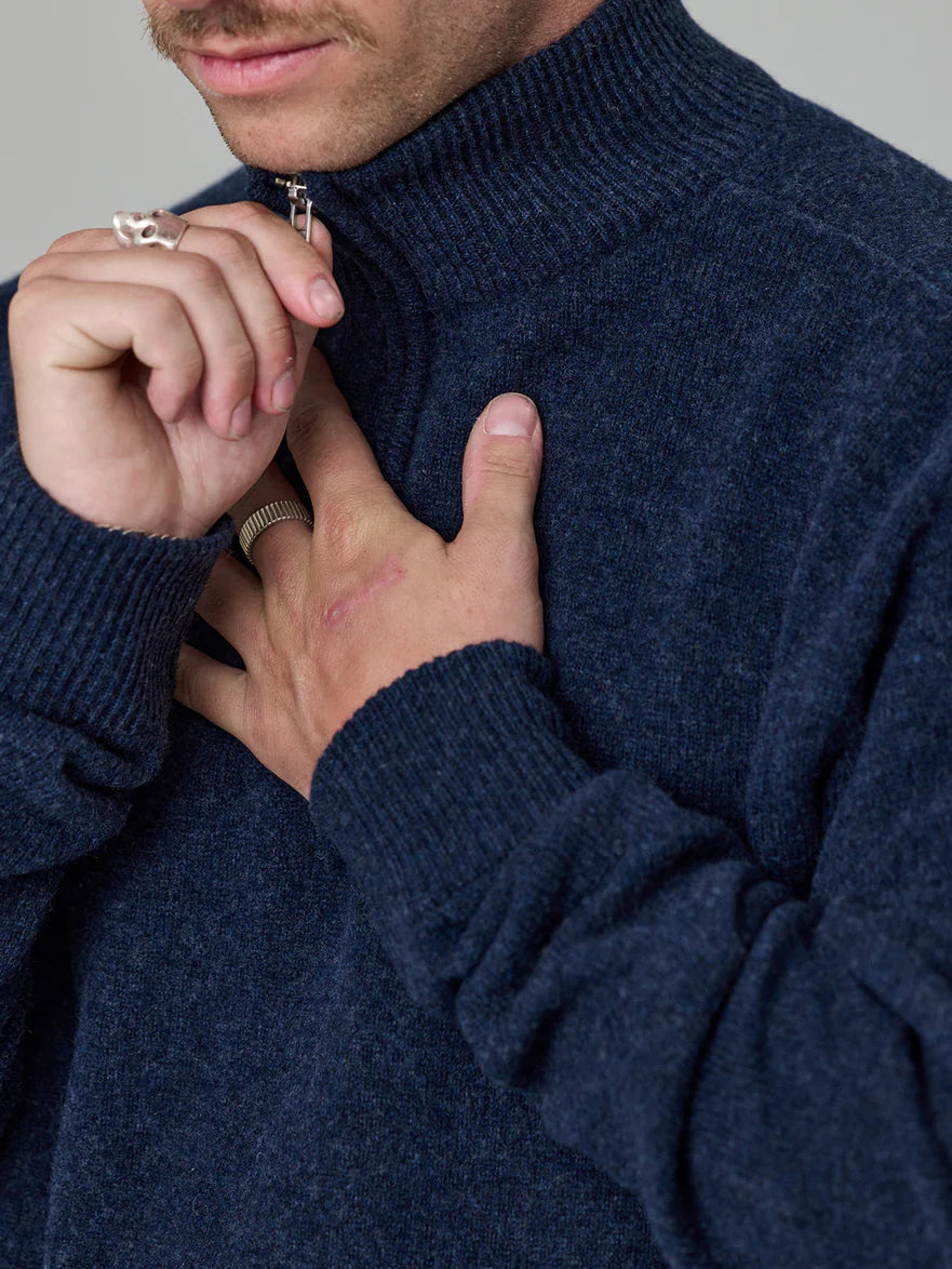 Just Another Fisherman - Merino Keyport 1/4 Zip - Indigo