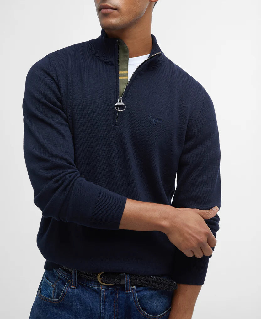 Barbour - Barbour Cotton Half Zip Knitted Jumper - Navy