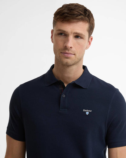 BARBOUR - TARTAN PIQUE TAILORED POLO SHIRT - NAVY/CLASSIC