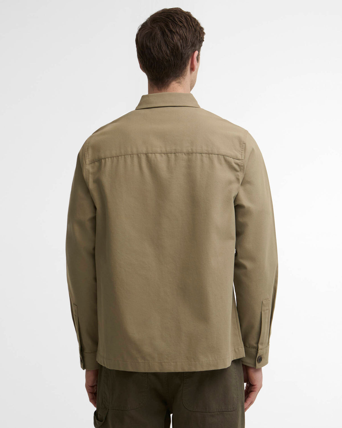 BARBOUR - TARTAN TRIMMED WASHED OVERSHIRT - MUSHROOM