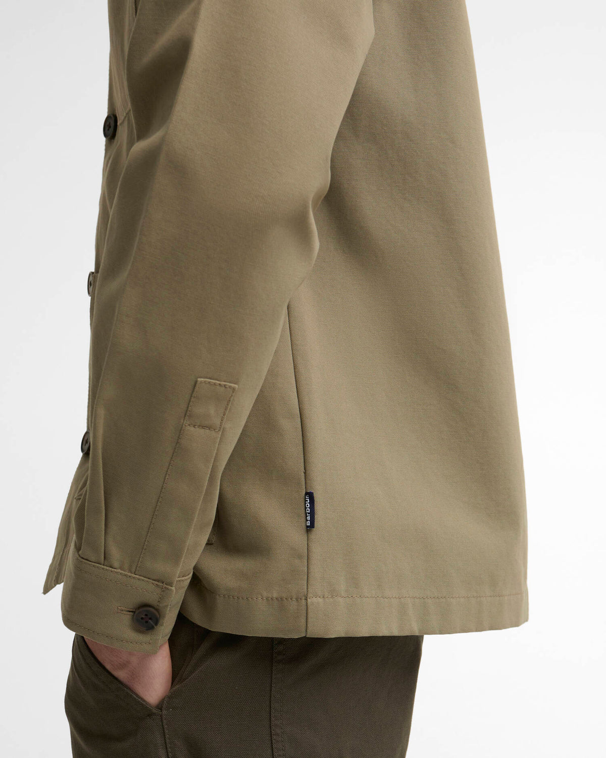 BARBOUR - TARTAN TRIMMED WASHED OVERSHIRT - MUSHROOM