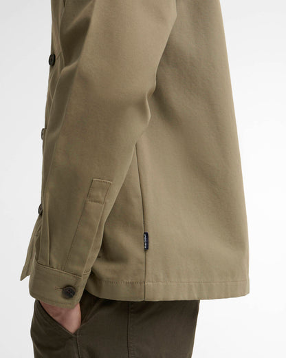 BARBOUR - TARTAN TRIMMED WASHED OVERSHIRT - MUSHROOM