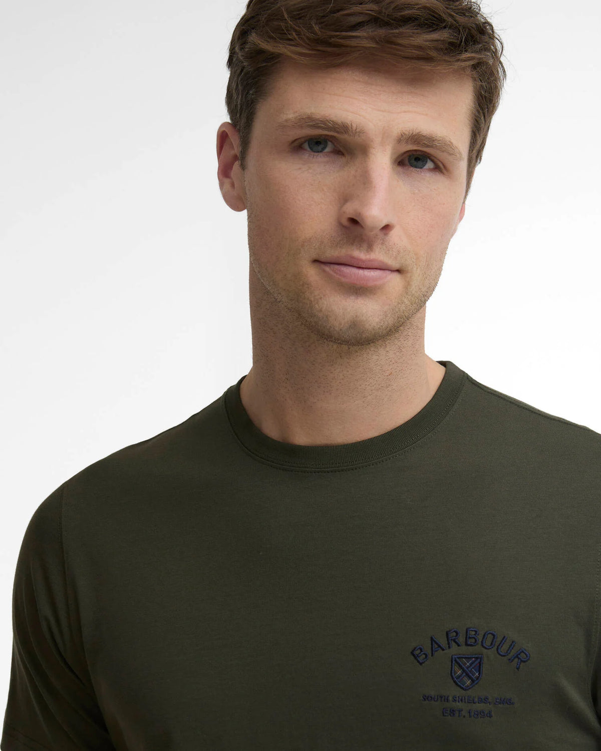 BARBOUR- TARTAN TAILORED CREST LOGO T-SHIRT - SAGE