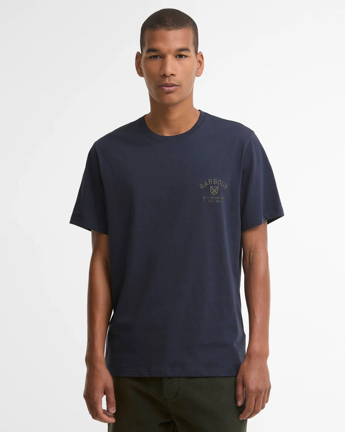 BARBOUR - TARTAN TAILORED CREST LOGO T-SHIRT - NAVY