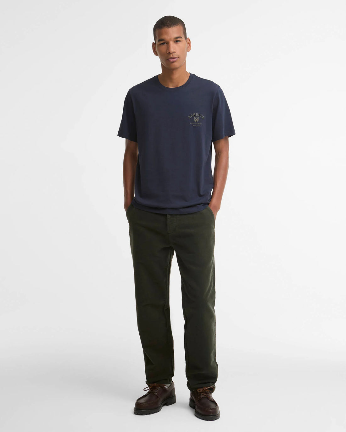 BARBOUR - TARTAN TAILORED CREST LOGO T-SHIRT - NAVY