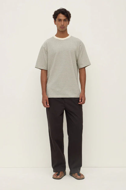 Assembly Label - Malone Stripe Short Sleeve Tee - Black/Cream Stripe