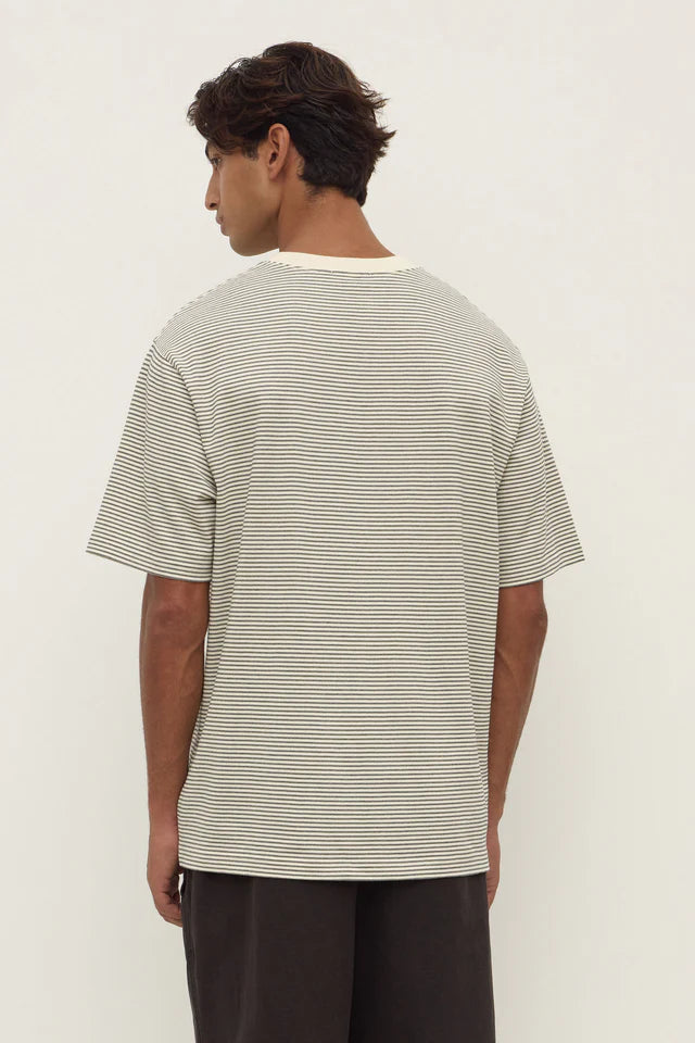Assembly Label - Malone Stripe Short Sleeve Tee - Black/Cream Stripe