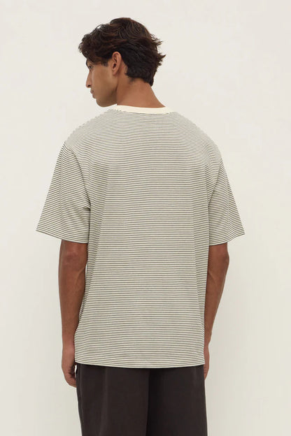 Assembly Label - Malone Stripe Short Sleeve Tee - Black/Cream Stripe