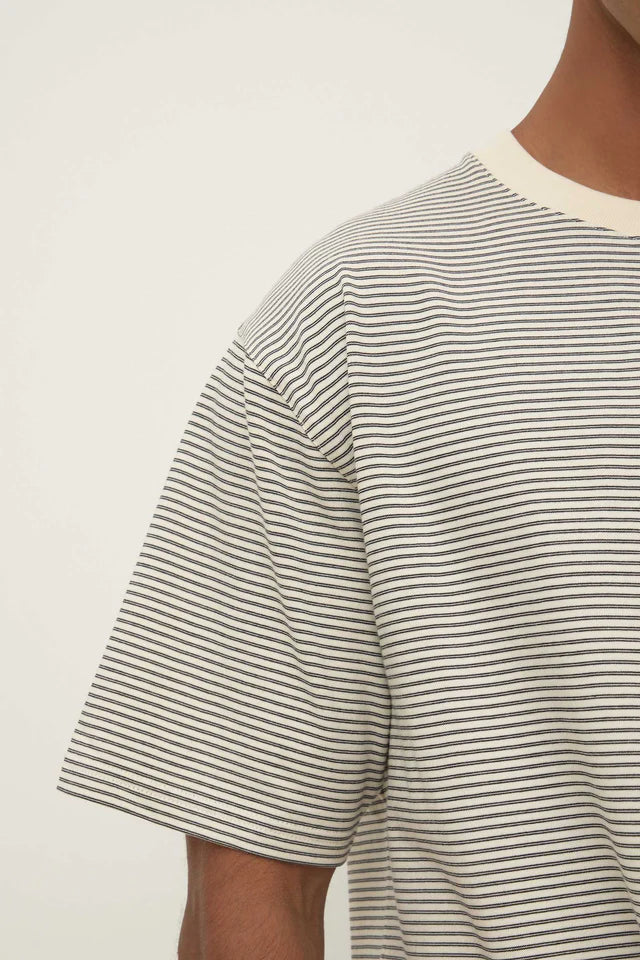 Assembly Label - Malone Stripe Short Sleeve Tee - Black/Cream Stripe