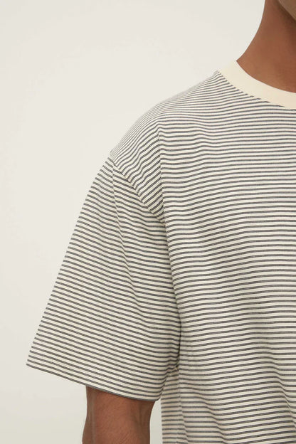 Assembly Label - Malone Stripe Short Sleeve Tee - Black/Cream Stripe