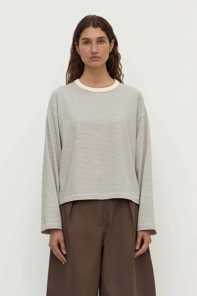 Assembly Label - Malone Stripe Wide Sleeve Tee - Cream/Black