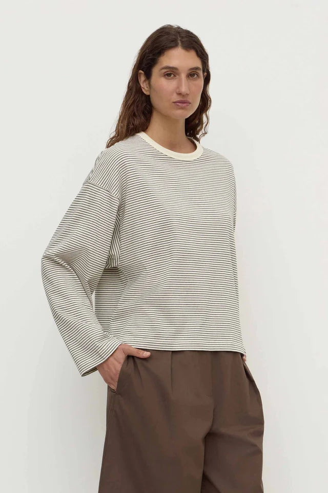 Assembly Label - Malone Stripe Wide Sleeve Tee - Cream/Black