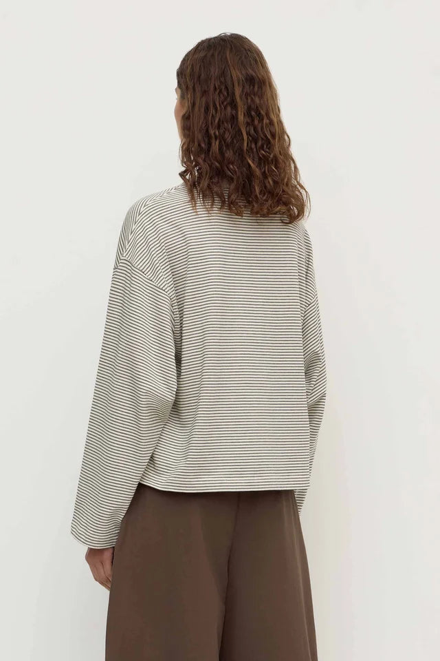 Assembly Label - Malone Stripe Wide Sleeve Tee - Cream/Black
