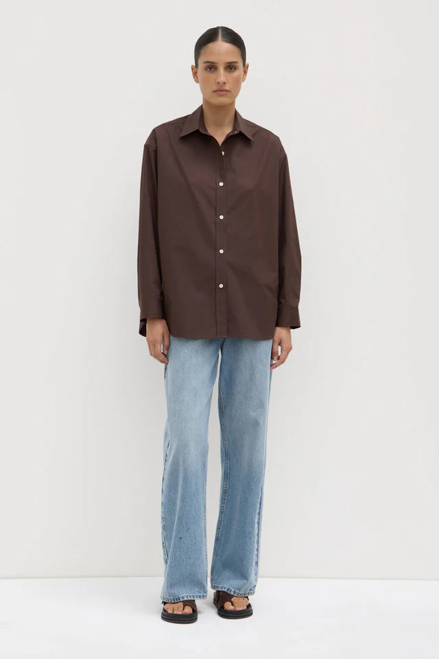 Assembly Label - Marigold Poplin Long Sleeve Shirt - Ganache