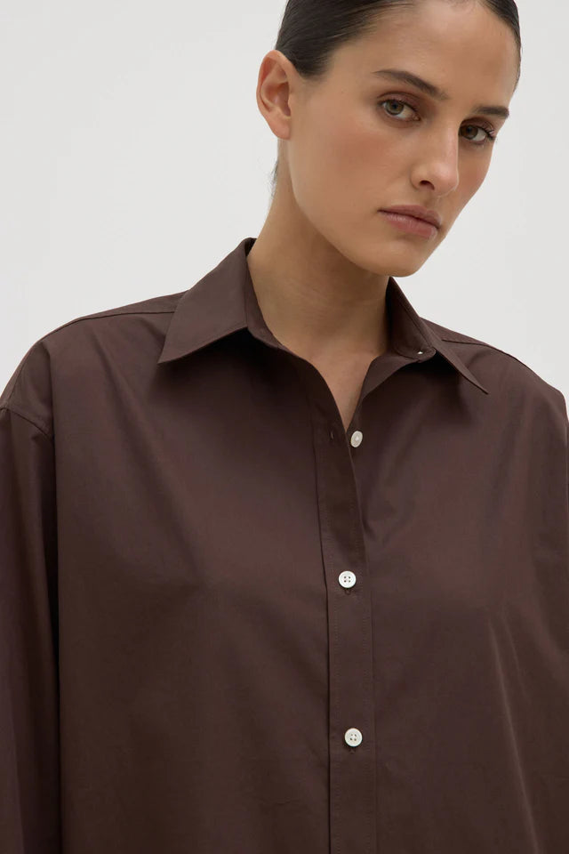 Assembly Label - Marigold Poplin Long Sleeve Shirt - Ganache