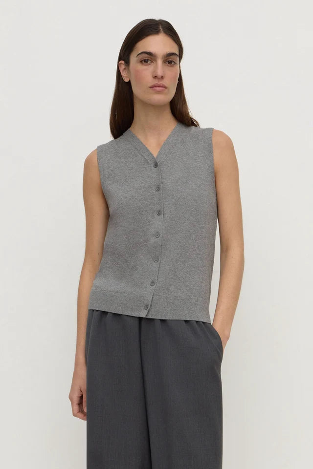 Assembly Label - Maya Cotton Cashmere Vest - Dark Grey Marle