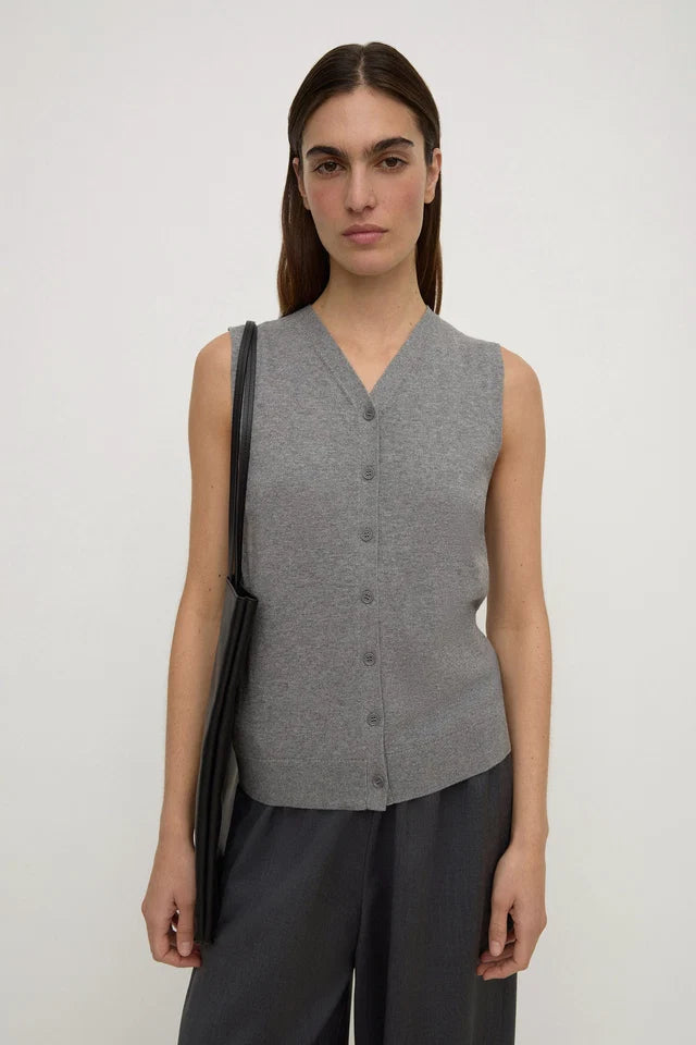 Assembly Label - Maya Cotton Cashmere Vest - Dark Grey Marle