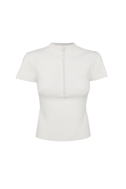 MOSSMAN - MAYFAIR SHORT SLEEVE TOP - WHITE