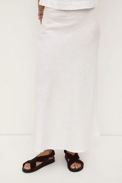 Assembly  Label - Melody Linen Bias Cut Skirt - White