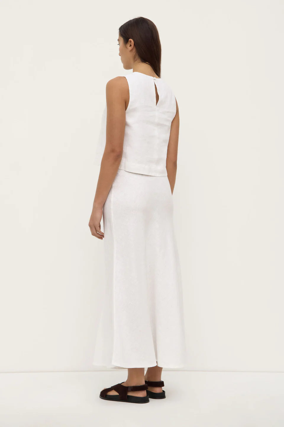 Assembly  Label - Melody Linen Bias Cut Skirt - White
