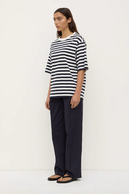 Assembly Label - Monte Stripe Cotton Short Sleeve Tee - True Navy/White Stripe