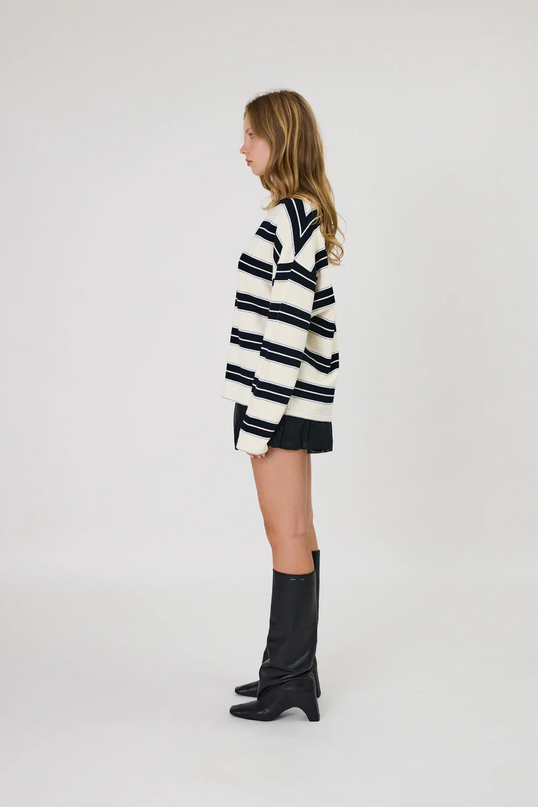 Remain - Miller Long Sleeve - Ivory/Black Stripe
