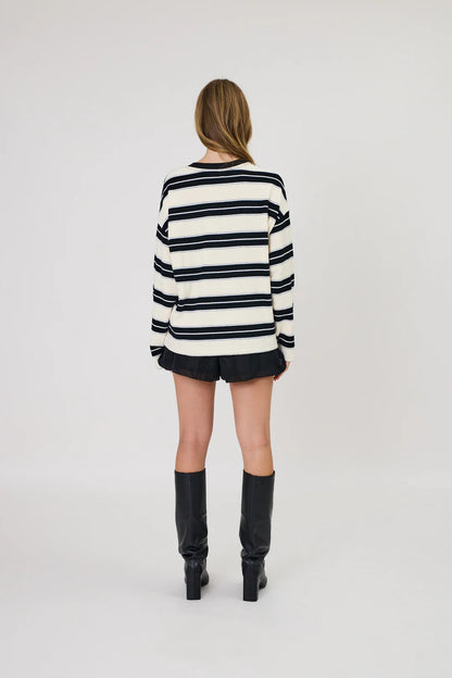 Remain - Miller Long Sleeve - Ivory/Black Stripe