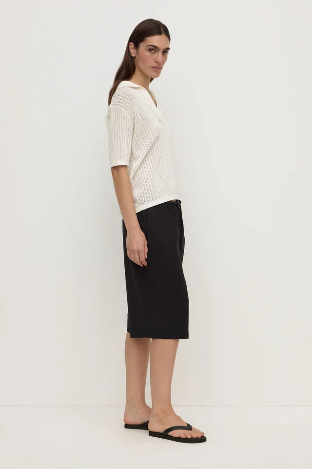 Assembly Label - Nina Cotton Knit Polo - Antique White