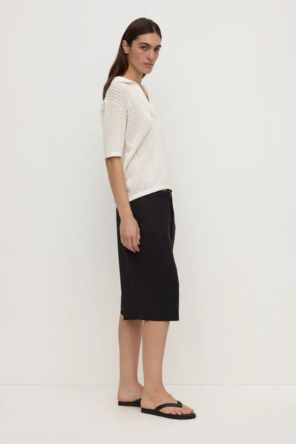 Assembly Label - Nina Cotton Knit Polo - Antique White