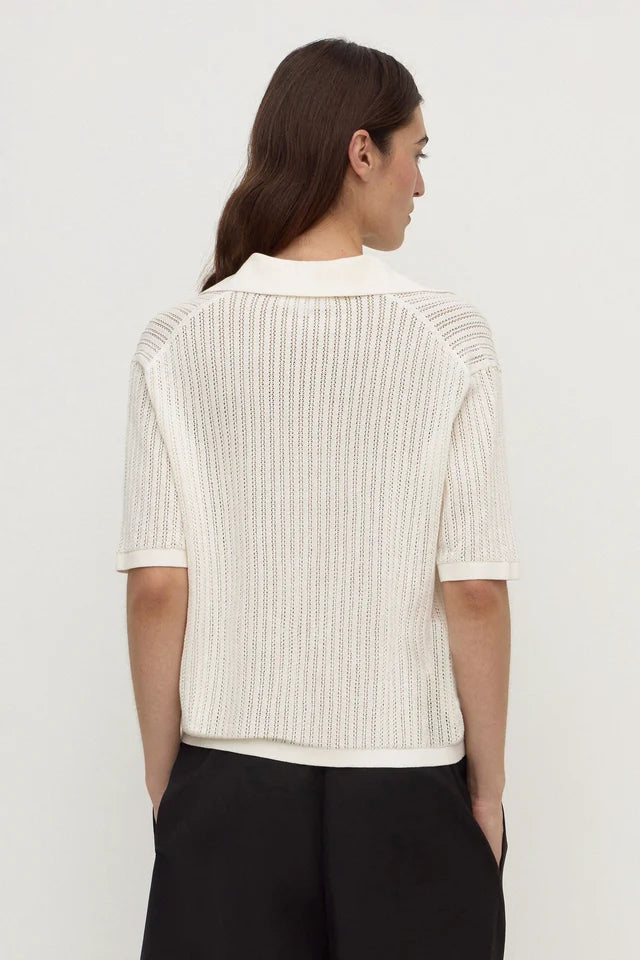 Assembly Label - Nina Cotton Knit Polo - Antique White