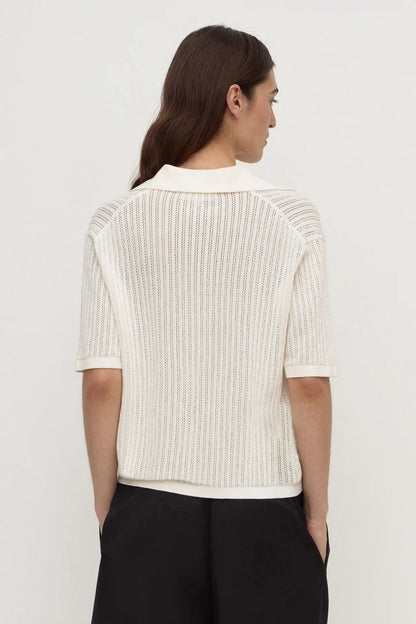 Assembly Label - Nina Cotton Knit Polo - Antique White